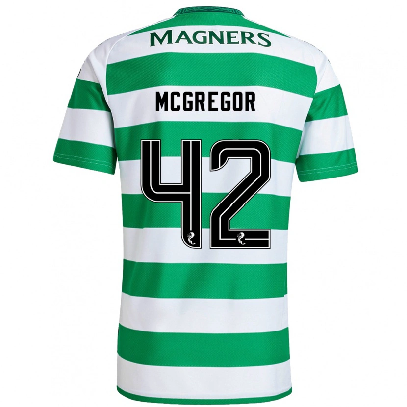 Danxen Dzieci Callum Mcgregor #42 Zielony Biały Domowa Koszulka 2024/25 Koszulki Klubowe