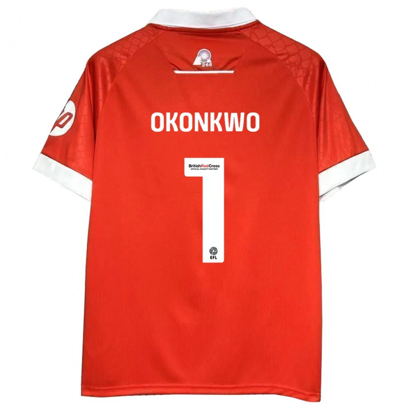 Danxen Dzieci Arthur Okonkwo #1 Czerwony Biały Domowa Koszulka 2024/25 Koszulki Klubowe