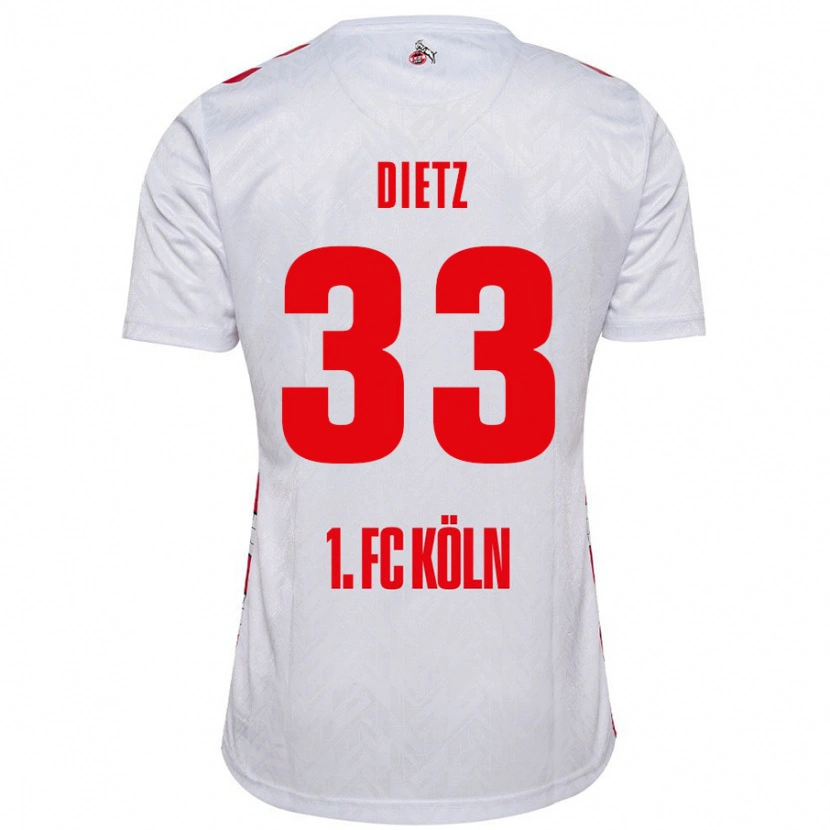 Danxen Dzieci Florian Dietz #33 Biały Czerwony Domowa Koszulka 2024/25 Koszulki Klubowe