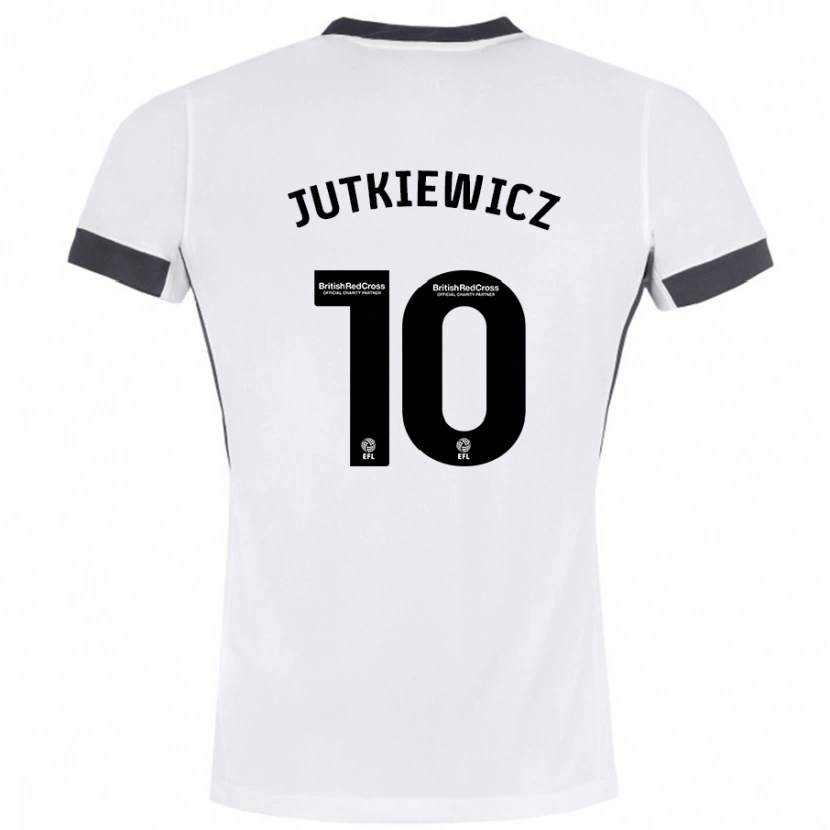 Danxen Dzieci Lukas Jutkiewicz #10 Biały Czarny Wyjazdowa Koszulka 2024/25 Koszulki Klubowe