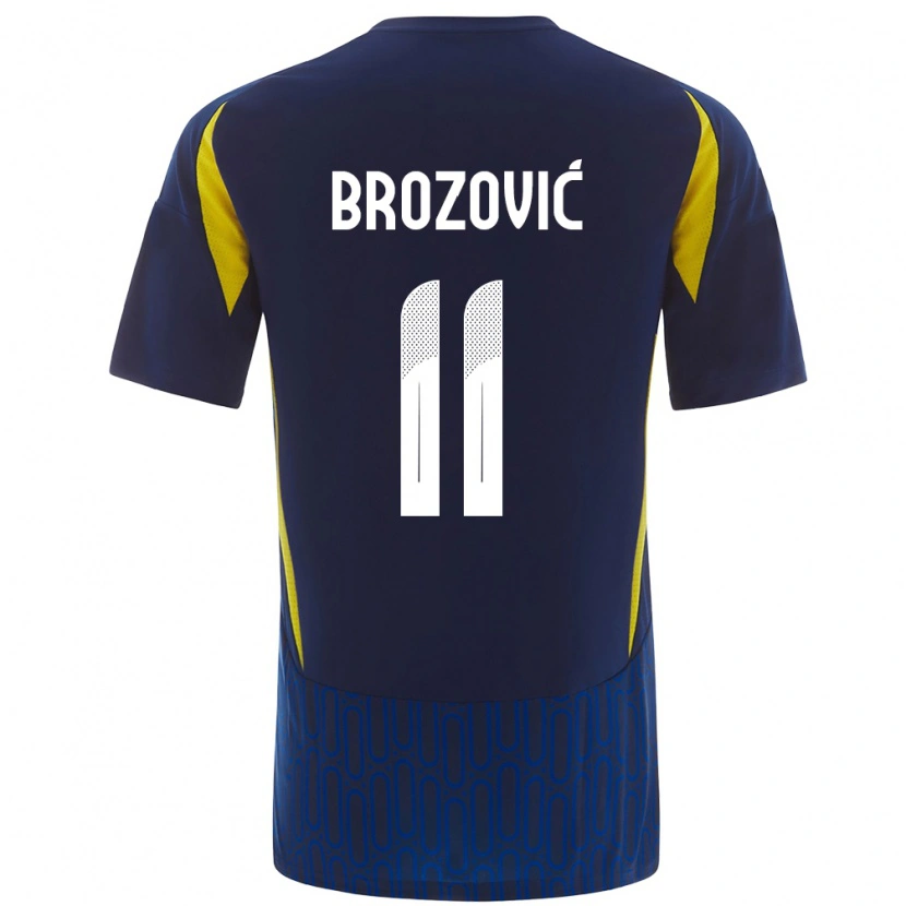 Danxen Dzieci Marcelo Brozovic #11 Niebieski Żółty Wyjazdowa Koszulka 2024/25 Koszulki Klubowe