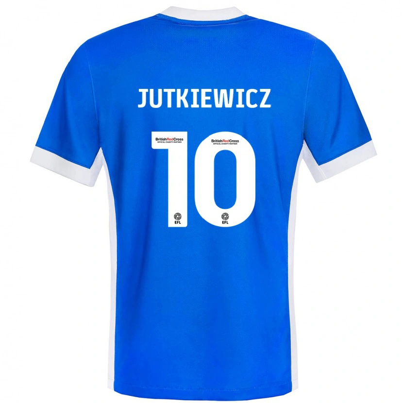 Danxen Męski Lukas Jutkiewicz #10 Niebieski Biały Domowa Koszulka 2024/25 Koszulki Klubowe