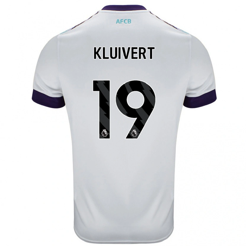 Danxen Męski Justin Kluivert #19 Biały Zielony Fioletowy Wyjazdowa Koszulka 2024/25 Koszulki Klubowe