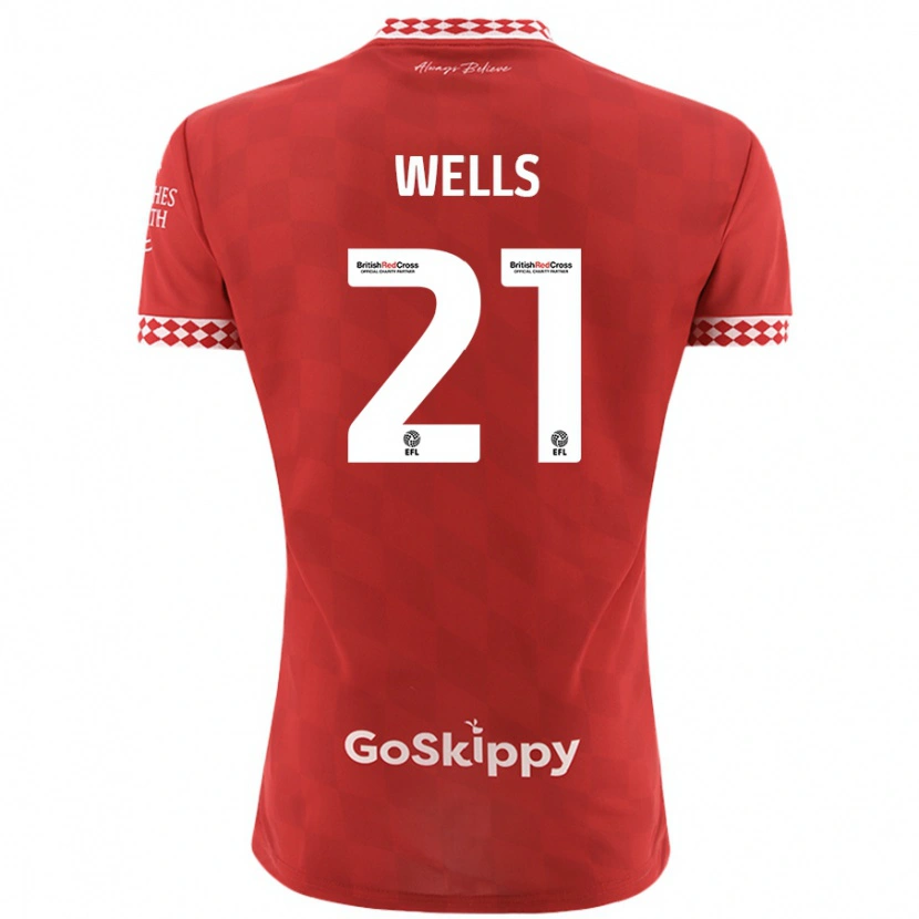 Danxen Kobiety Nahki Wells #21 Czerwony Domowa Koszulka 2024/25 Koszulki Klubowe