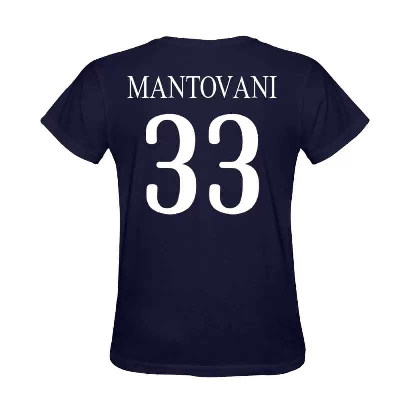 Męski Luca Mantovani #33 Ciemny Niebieski Projekt Koszulki Koszulka Klubowe