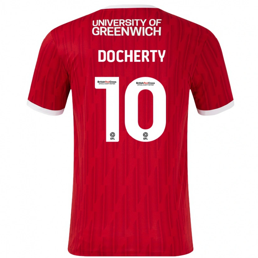 Danxen Dzieci Greg Docherty #10 Czerwony Biały Domowa Koszulka 2024/25 Koszulki Klubowe