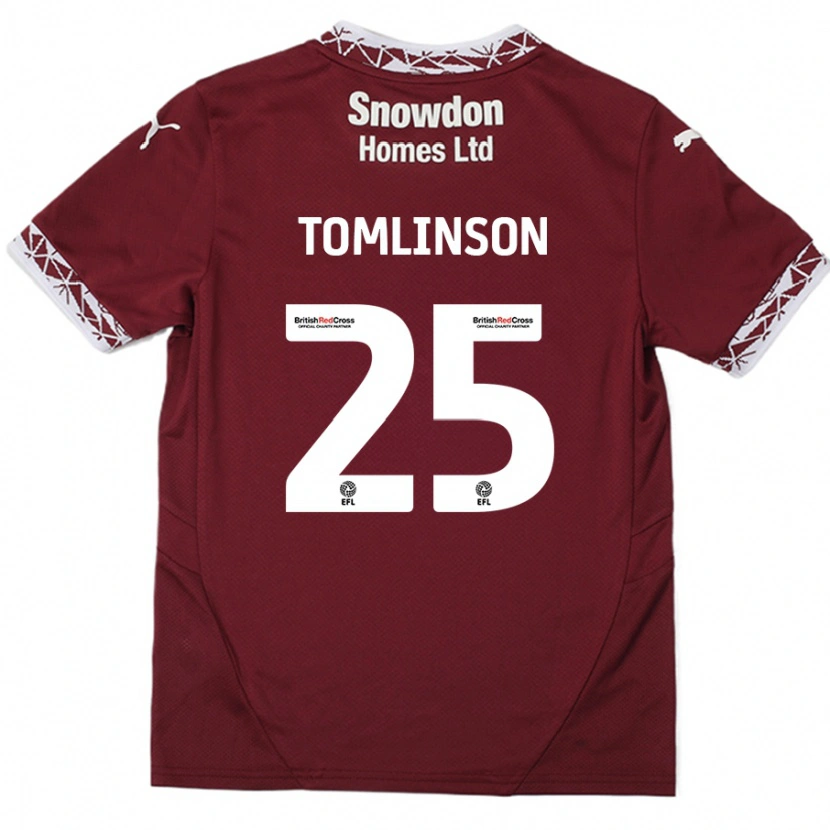 Danxen Dzieci Josh Tomlinson #25 Burgundowy Domowa Koszulka 2024/25 Koszulki Klubowe