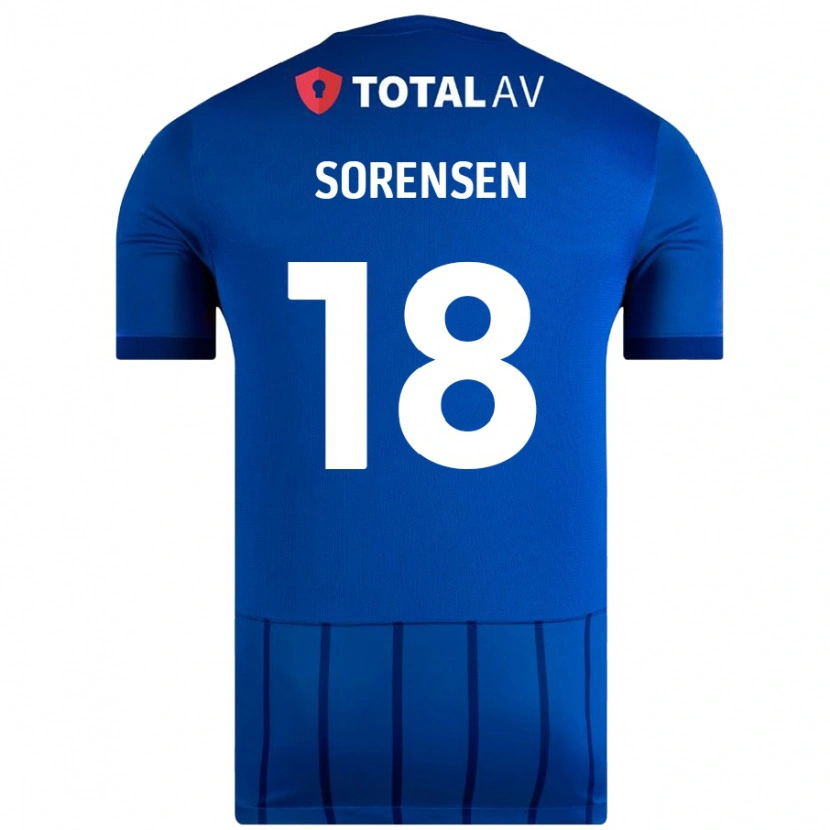 Danxen Dzieci Elias Sørensen #18 Niebieski Domowa Koszulka 2024/25 Koszulki Klubowe