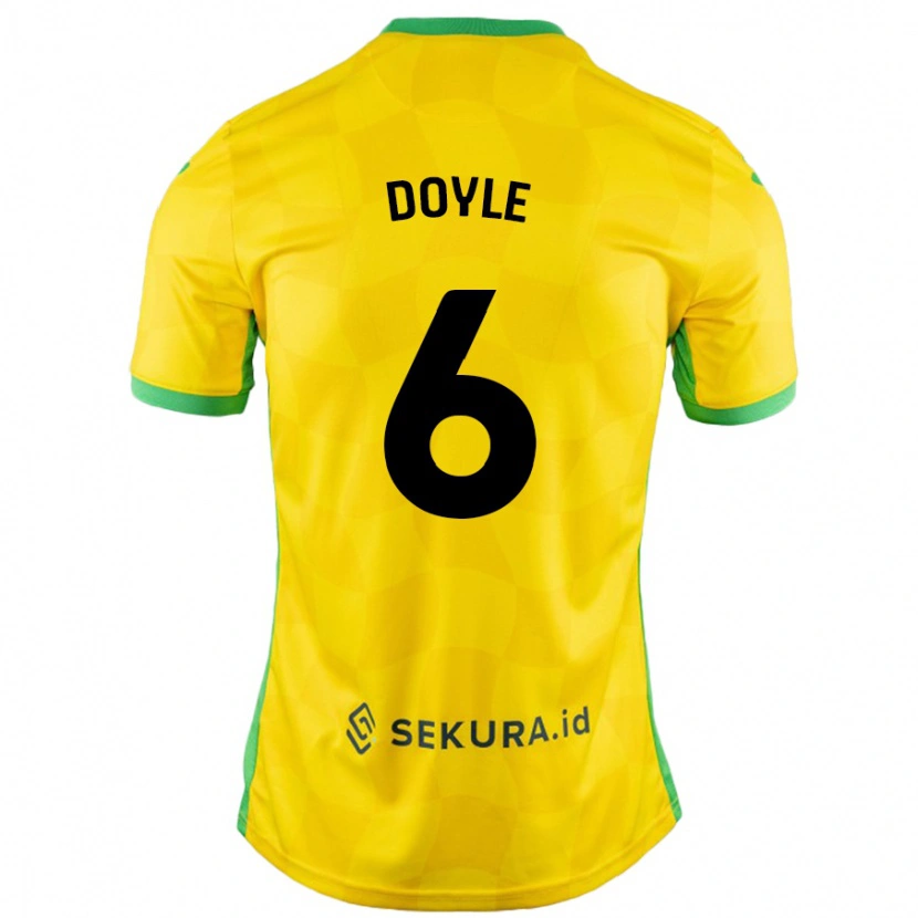 Danxen Dzieci Callum Doyle #6 Żółty Zielony Domowa Koszulka 2024/25 Koszulki Klubowe