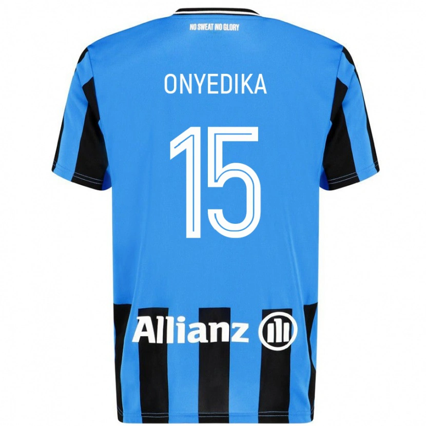 Danxen Dzieci Raphael Onyedika #15 Niebieski Czarny Domowa Koszulka 2024/25 Koszulki Klubowe