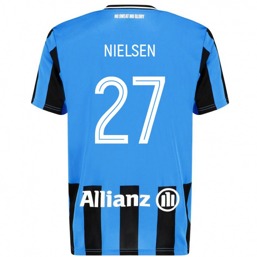 Danxen Dzieci Casper Nielsen #27 Niebieski Czarny Domowa Koszulka 2024/25 Koszulki Klubowe