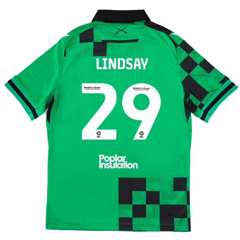 Danxen Dzieci Jamie Lindsay #29 Zielony Czarny Wyjazdowa Koszulka 2024/25 Koszulki Klubowe