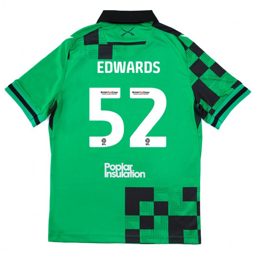 Danxen Dzieci Max Edwards #52 Zielony Czarny Wyjazdowa Koszulka 2024/25 Koszulki Klubowe