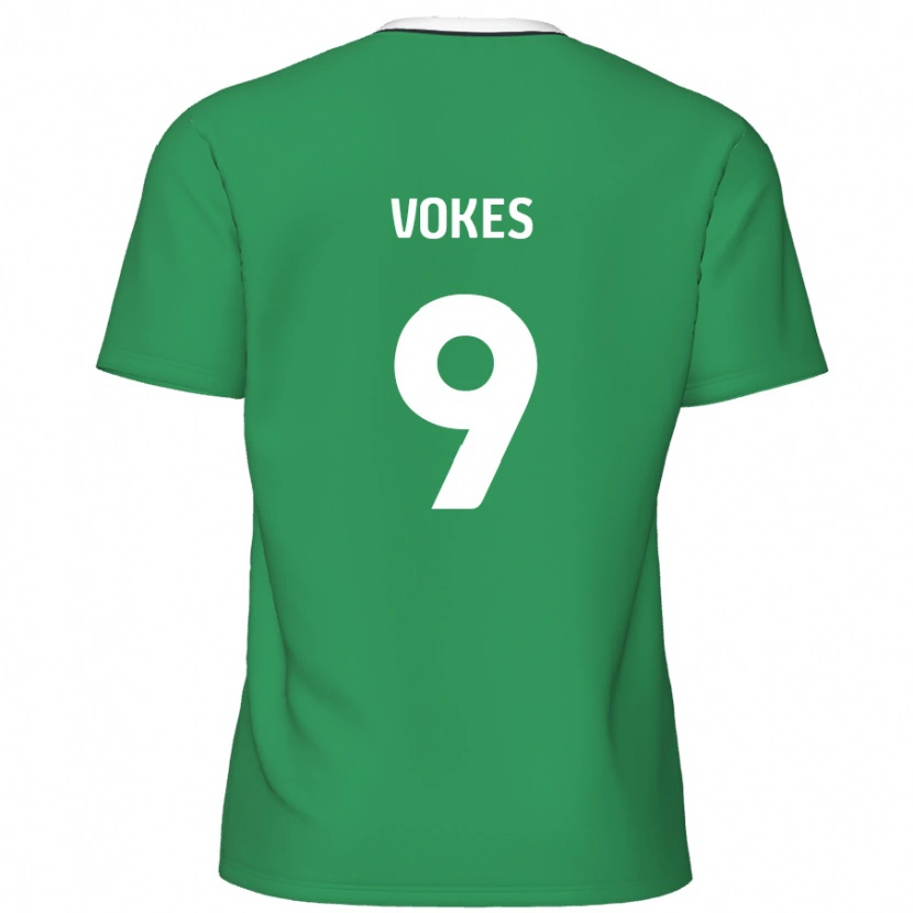 Danxen Dzieci Sam Vokes #9 Zielony Białe Paski Wyjazdowa Koszulka 2024/25 Koszulki Klubowe