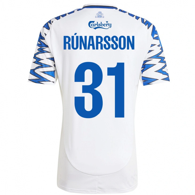 Danxen Męski Rúnar Alex Rúnarsson #31 Biały Błękitny Domowa Koszulka 2024/25 Koszulki Klubowe