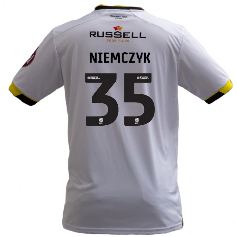 Danxen Męski Jakub Niemczyk #35 Biały Wyjazdowa Koszulka 2024/25 Koszulki Klubowe