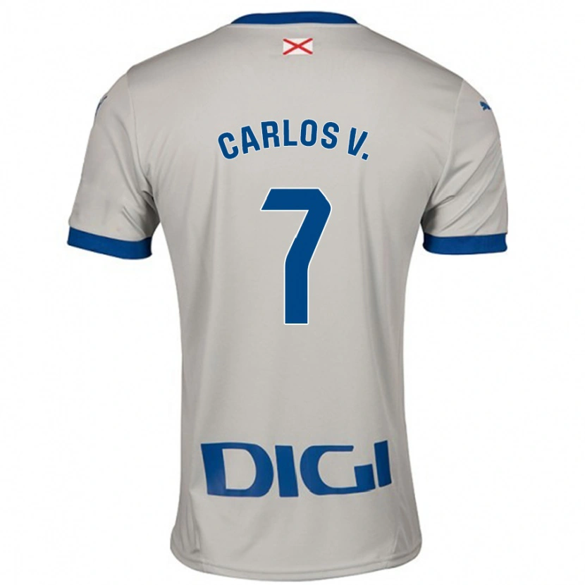 Danxen Męski Carlos Vicente #7 Jasnoszary Wyjazdowa Koszulka 2024/25 Koszulki Klubowe