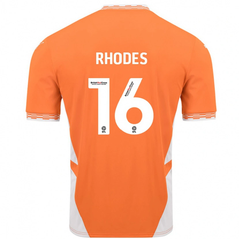 Danxen Kobiety Jordan Rhodes #16 Pomarańczowy Biały Domowa Koszulka 2024/25 Koszulki Klubowe