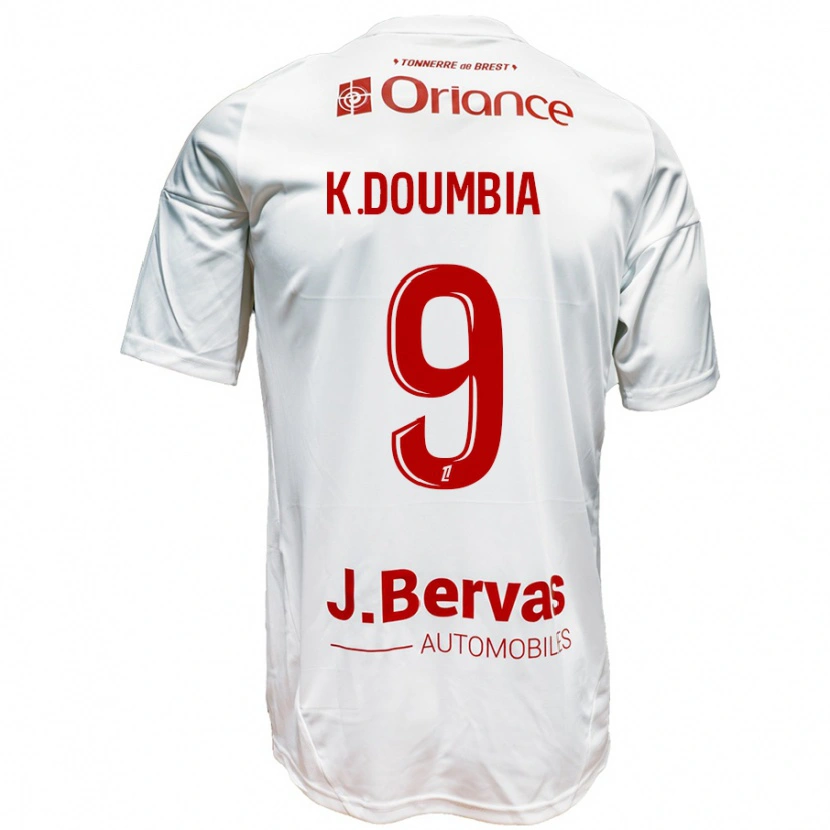 Danxen Dzieci Kamory Doumbia #9 Biały Czerwony Wyjazdowa Koszulka 2024/25 Koszulki Klubowe